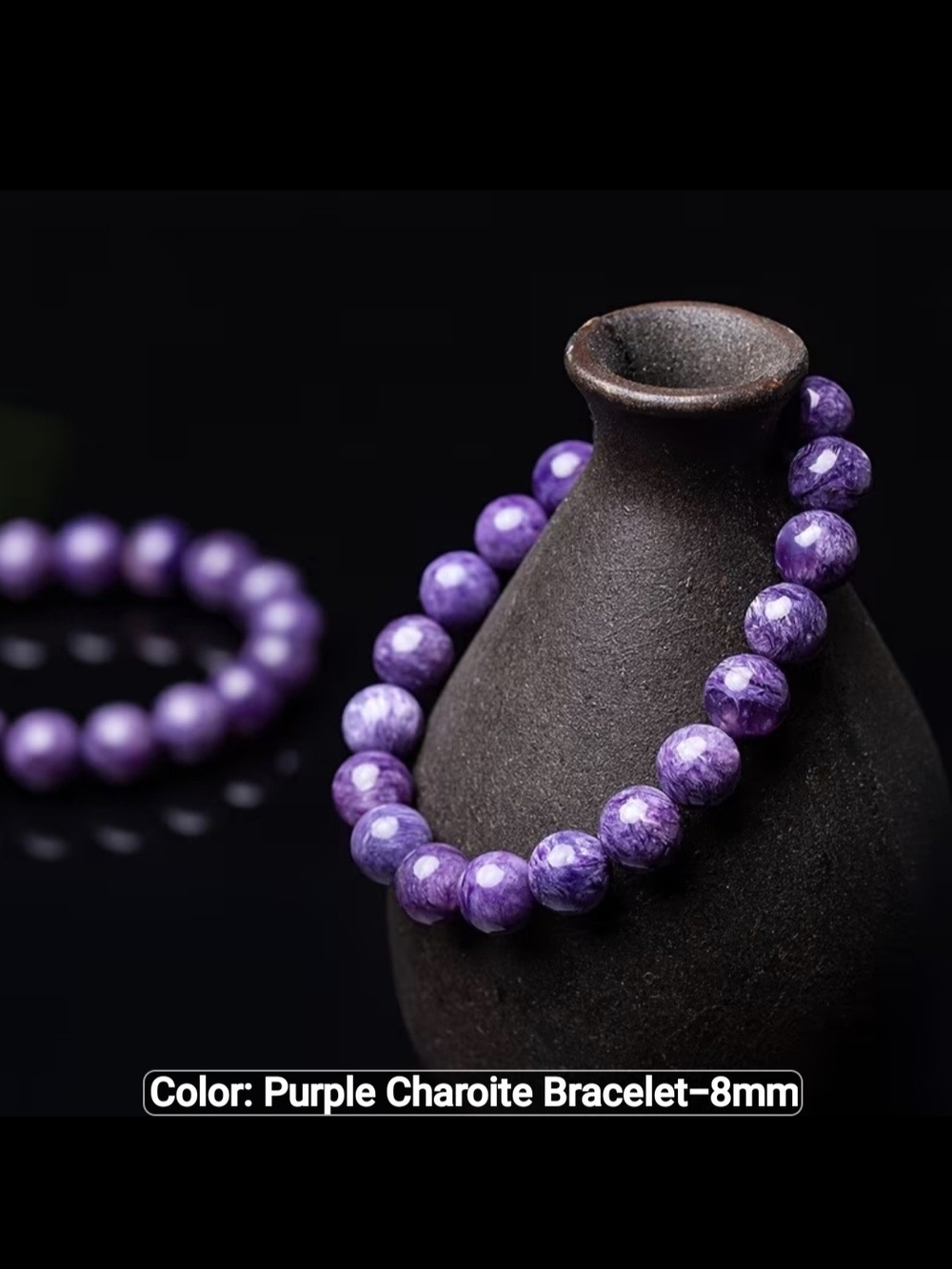 💜💜NEW💜💜 GORGEOUS!! 8MM Round CHAROITE Stretch Bracelet